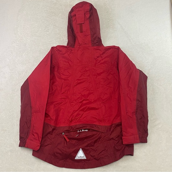 LL Bean Rain Jacket Youth Size Medium 10/12 Red Reflective Hooded Coat Nylon - Picture 10 of 16
